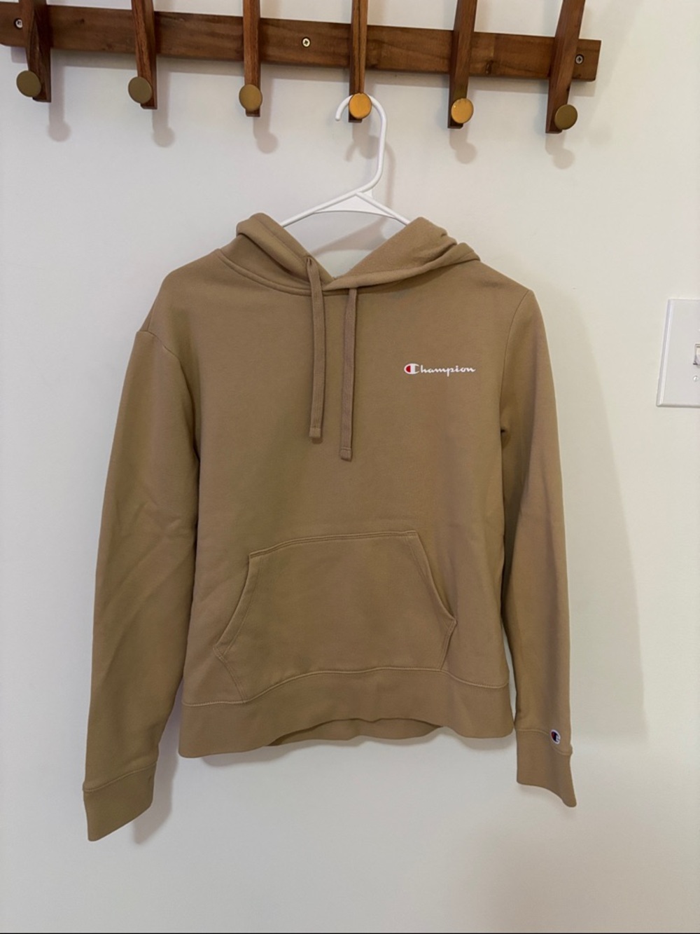 Champion unisex Tan Pullover Hoodie with Small Logo